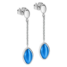 Carica l'immagine nel visualizzatore di Gallery, Orecchini donna in acciaio con Occhio di Gatto BLU