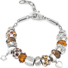 Carica l'immagine nel visualizzatore di Gallery, Morellato Gioielli Bracciale In Acciaio Con Drops, Cristalli Ambra E Bianchi