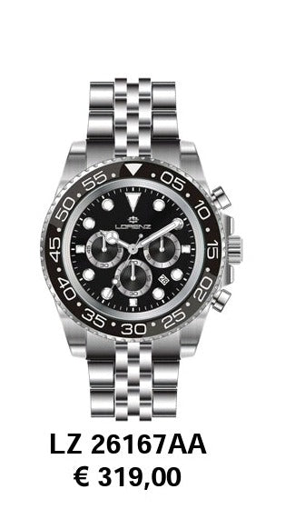 OROLOGIO LORENZ CRONO SPORT ACCIAIO QUADRANTE  NERO 26167AA