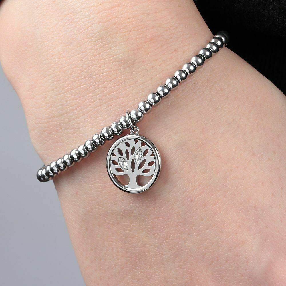 Bracciale A Sferette Donna Con Ciondolo Albero Della Vita