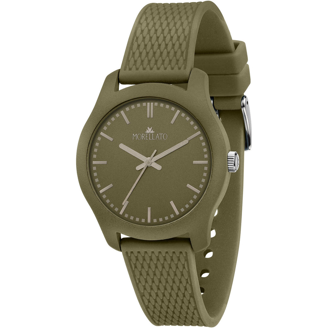 Orologio Morellato Cassa In Plastica Anallergico Cinturino Caucciu' VERDE MILITARE