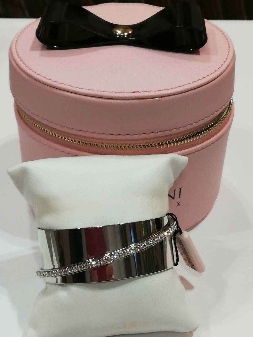 Ottaviani Bijoux Bracciale Schiava Acciaio Con Decoro Cristalli Bianchi