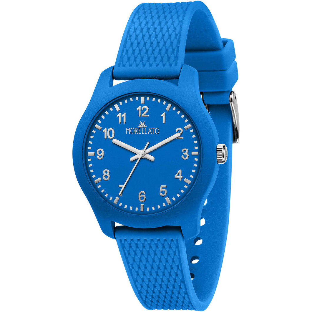 Orologio Morellato Cassa In Plastica Anallergico Cinturino Caucciu' Azzurro