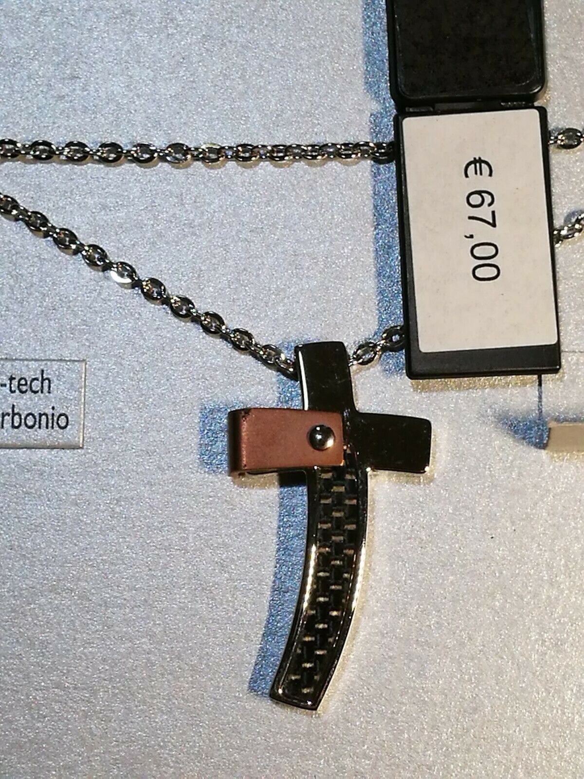 Catena Spina Di Pesce 50cm Collana Uomo Con Ciondolo Croce Rossa - Foto 3