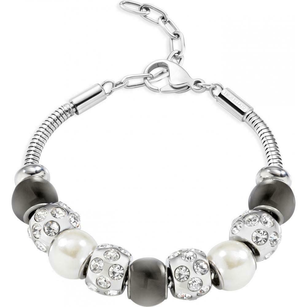 Morellato Gioielli Bracciale In Acciaio Con Drops, Cristalli Vari Perle B/N