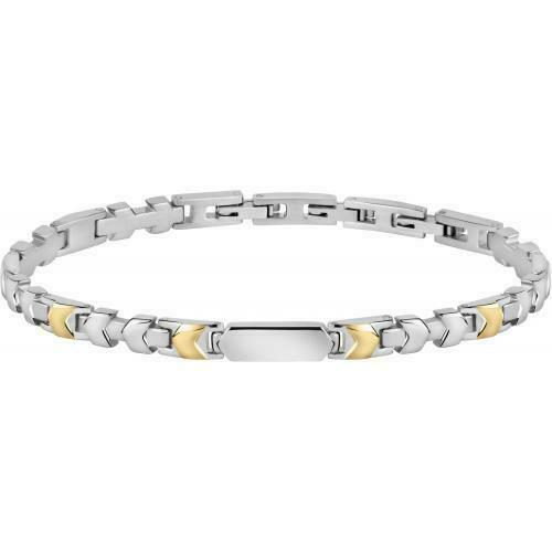 Bracciale Uomo Morellato Acciaio Con Inserti Plac. Oro Serie 